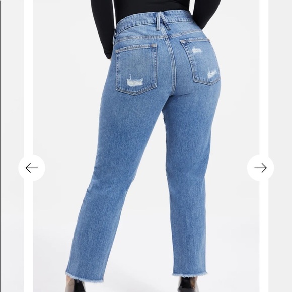 Good American Distressed Good Girlfriend Jeans Side Step Straight Leg Plus Size - Picture 2 of 14
